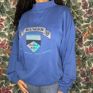 Blue Vintage Mockneck Bugle Boy Sweatshirt